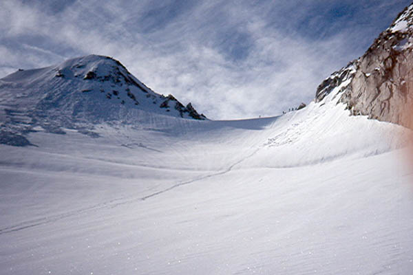 Il passo e il pizzo del Ferro e il ghiacciaio della Bondasca (foto G. Pedrini)